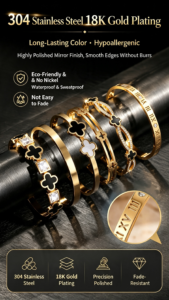 Non‑Tarnish Clover Zircon Titanium Steel Bangle for Women 豆包 (73)